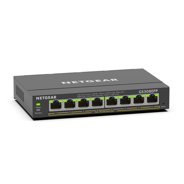 Picture of 8-Port Gigabit Ethernet High-Power PoE+ Smart Managed Plus Switch