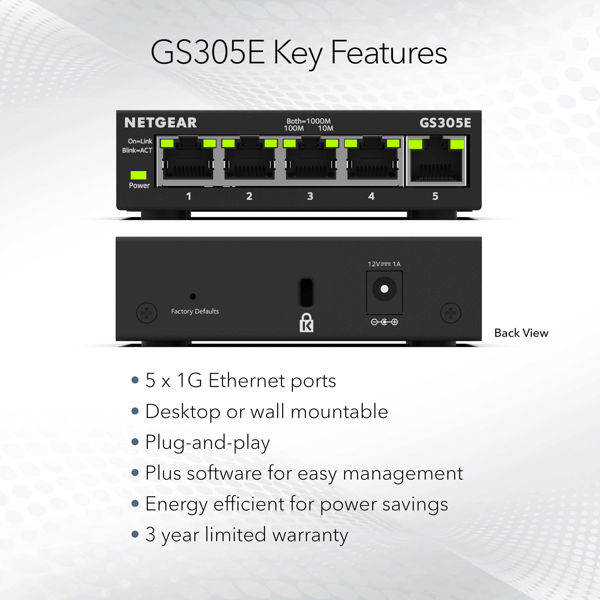 Bild på 5-Port Gigabit Ethernet Smart Managed Plus Switch