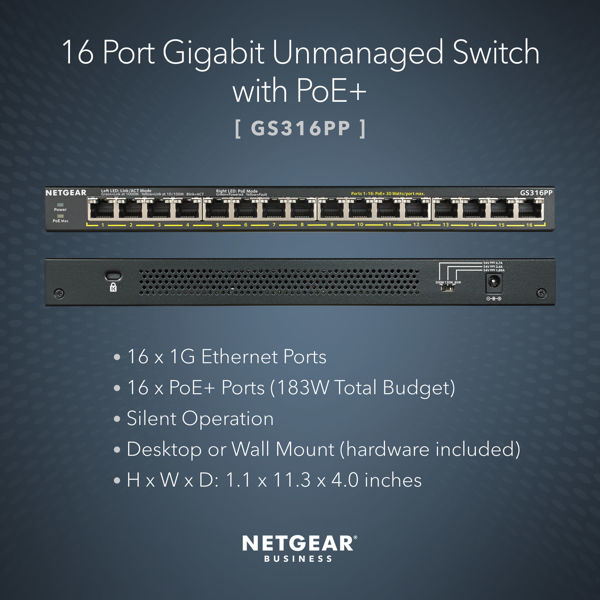 Picture of 16-Port PoE+ Gigabit Ethernet Switch