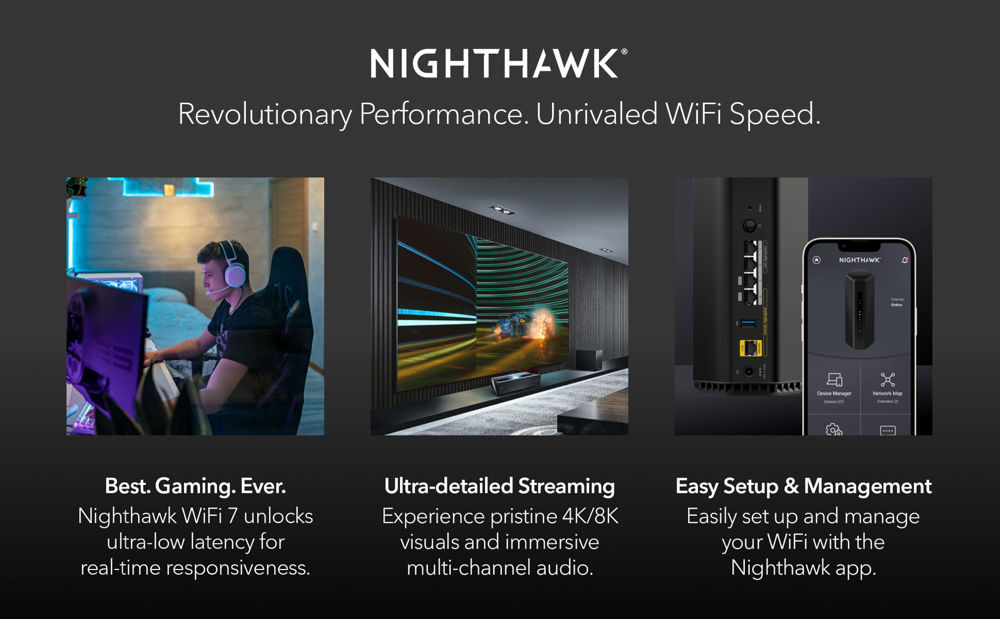 Nighthawk® WiFi 7 Tri-Band Router (RS300)