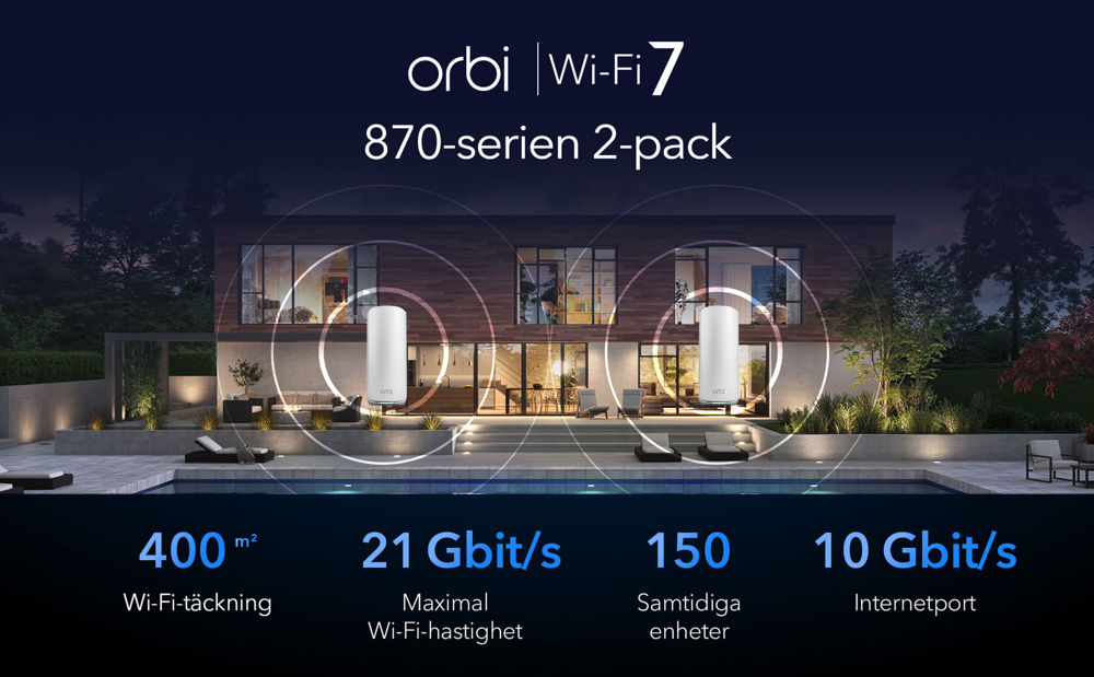 NETGEAR Orbi 870 Series Tri-band WiFi 7 Mesh System (RBE872)